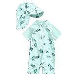 Generisch Uv Badebekleidung Junge, Uv Schutzkleidung Baby, Badebekleidung Junge Mädchen, Einteiler, Langärmelig, Rashguard, Reißverschluss, Badeanzug mit Sonnenkappe, Strandkleidung