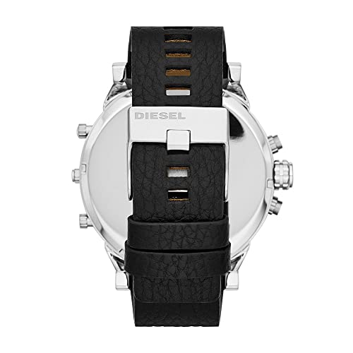 Diesel Herrenuhr, 57mm Gehäusegröße, Edelstahluhr mit Lederarmband