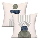 KAIOUS Navy Blue and Green Throw Pillow Covers Decorative for Couch Sofa Bed Living Room Bedroom 18x18inch Set of 2