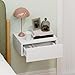 HOMCOM Floating Bedside Table, Wall-Mounted Nightstand with Storage Drawer, Small Side End Table for Bedroom, White