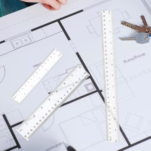 6 Stück Kunststoff Lineal 20 Cm / 8 Inch,Transparentes Lineal,Präzision Lineal mit Metrische&Inch-Skala Ruler, Messwerkzeug für Schule Geprägte Zentimeter Einteilung Zuhause Büro Grundschule
