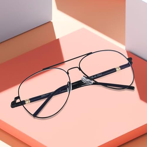 Image of CREEK Blue Light Blocking Blue Cut Zero Power anti-glare Aviator Frame for Eye Protection from UV by Computer /Tablet /Laptop /Mobile