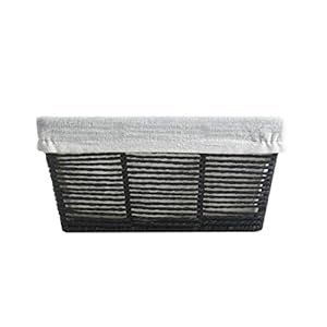   Urban-Lifestyle-Set-of-2-Stackable-Farmhouse-Organizer-Storage-Bins-Shelf-Baskets-with-Fabric-Liner-Black