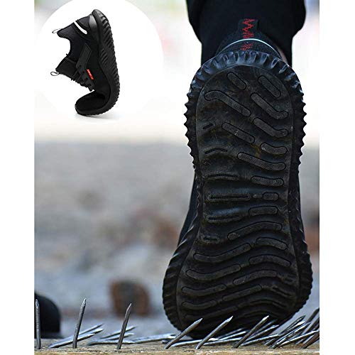 Foto von SUADEEX Sicherheitsschuhe Herren Damen Arbeitsschuhe Leicht Sportlich Atmungsaktiv Stahlkappe Sneaker,1620 Schwarz,39EU