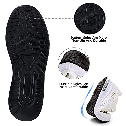 Bogover Women's Running Shoes Fashion Non Slip Air Cushion Sneakers Casual Running Tennis Shoes For Indoor Outdoor Gym Jogging (White 10.5) #TOP3