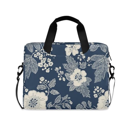 Maletín para laptop 15.6" con diseño flores navy miniatura 1
