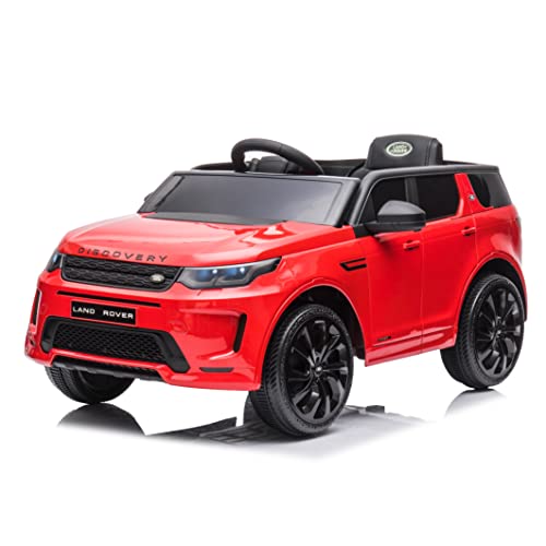 Coche Eléctrico para Niños Land Rover Discovery Sport, Coches De Batería 12v, Equipo de Audio, Suspensión, Ruedas de Caucho y Asiento en Polipiel/Coche Eléctrico Infantil con Mando Teledirigido(Rojo) Cover