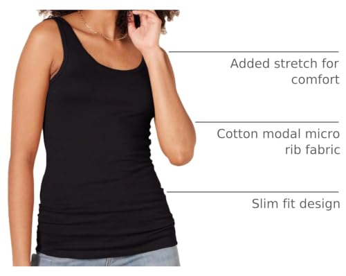 Image of Amazon Essentials Women's Slim-Fit Ribbed Scoop Neck Tank Tops, Pack of 2