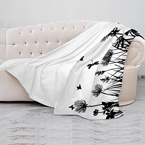 Couverture microfibre légère haut de gamme imprimé papillons et libellule