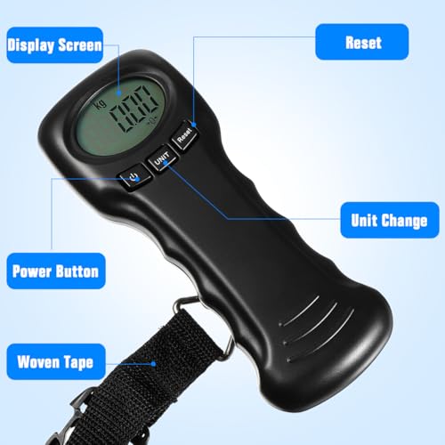 BESPORTBLE Portable Digital Luggage Scale with Hook, Compact Travel Suitcase Weight Scale, Lightweight, Accurate LCD Display, Battery Not Included, Black 7