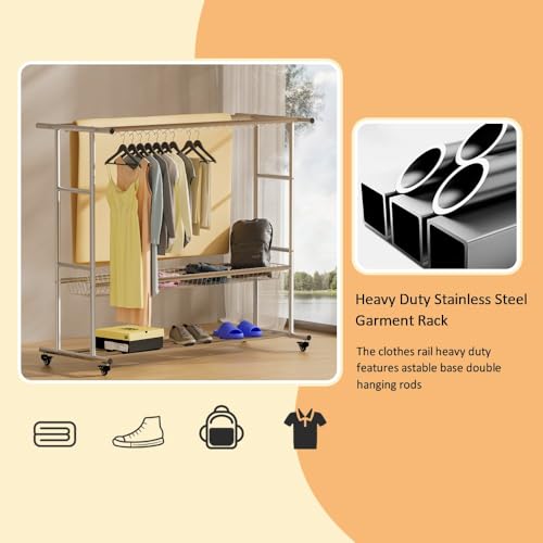 Étendoir à linge multifonction double tige extensible et séchoir robuste - 5