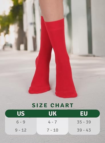 Image of Women's Bamboo Dress Socks, Crew for Business Trouser Casual, Soft, Thin & Seamless, Size 6-9 /9-12 (3, 4 or 5 Pairs)