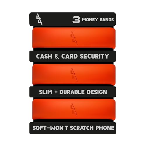 44 Rubber Silicone Money Bands for Cash & Cards (3), Wallet Money Clip Alternative (Red)