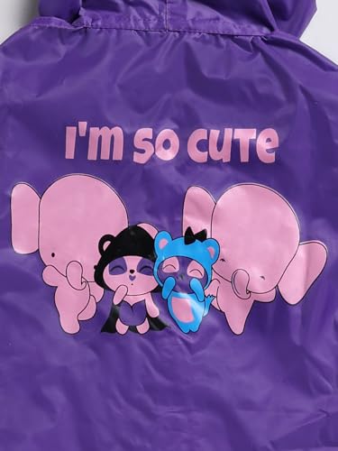 Image of Rupa Girls Polyvinyl Chloride (Pvc) Unisex Kids Unisex Rainwear, Cartoon Print Waterproof Long Longcoat /Raincoat With Adjustable Hood For Boy And Girl And With Space For School Bag. Pack Of 1