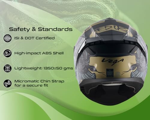 Image of Vega Zap DV Medusa Full Face Motorcycle Helmet with Dual Visor, Shock Absorbing Liner, Comfortable Interior, Lightweight Shell, Aerodynamic Design, Ventilated Fit, and Trendy Dull Black Grey Finish Dull Black Grey-M