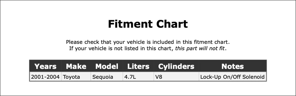 Automatic Transmission Torque Converter Clutch Solenoid Compatible With Toyota Sequoia 4.7L V8 2004 2003 2002 2001 P-4891031