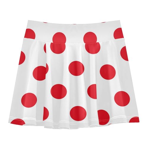 susiyo Girls Tennis Skirts Christmas Red Polka Dot Pattern Girls Athletic Golf Skirt with Built-in Shorts