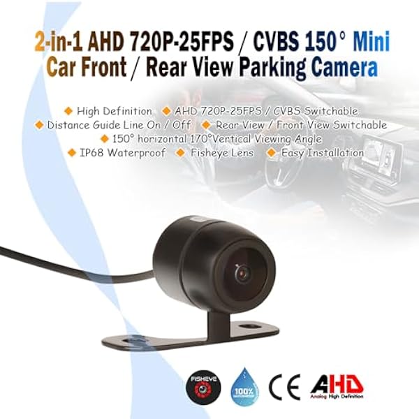 ERISIN ES680 универсальная камера заднего вида Mini AHD CVBS водонепроницаемая IP68 AHD 720P-25FPS камера для обзора сзади спереди с линией помощи при парковке угол обзора 170