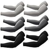 BHYTAKI 6 Pairs Arm Sleeves, Compression Arm Sleeves for Men Women,UPF50 UV Sun Protection Cooling Sleeves for Work Sport Tattoo Cover Up