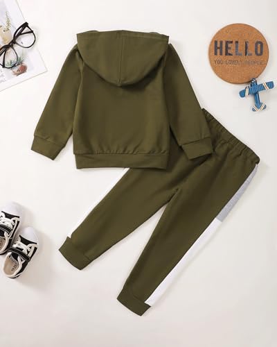 Image of Toddler Boy Clothes Baby Boy Outfit Letter Prints Hoodies Top Ripped Jeans Cute Boys Clothing Set Fall Winter