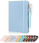 Smarpau A6 Notebook with Pen, Pocket Notebook 120 Pages Mini Notepad, 100gsm Thick Lined Paper, Hardback Small Journal Notepad for Writing (Blue)