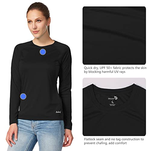 Baleaf Women's Long Sleeve Workout Tops, Uv Protection Shirts Quick Dry, Lightweight Athletic Tee Shirts For Running Gym Black Size S #TOP2