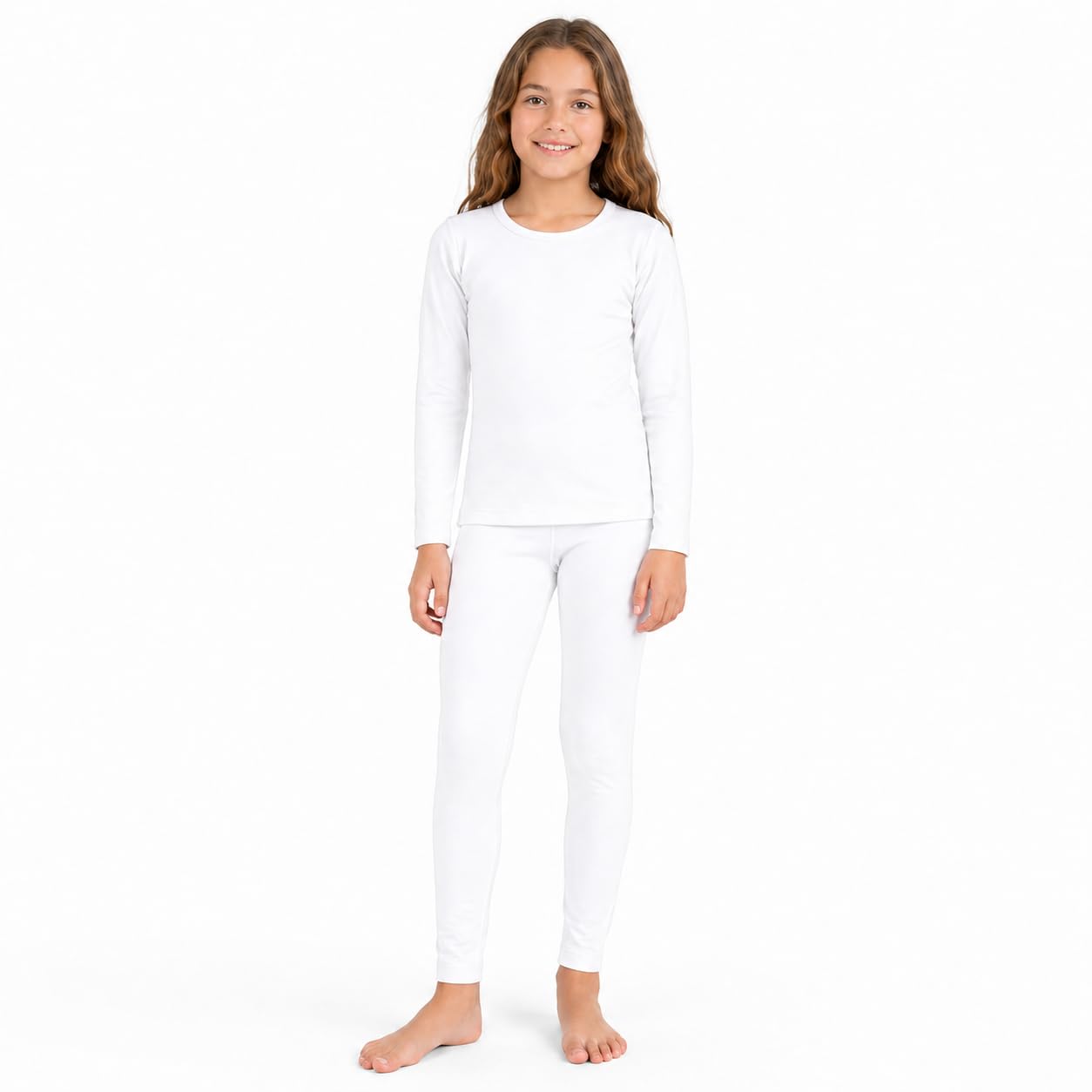 Ensemble de sous-vêtements thermiques pour fille avec doublure en polaire - Couche de base haut et bas - Caleçon long chaud pour l'hiver, le ski et le quotidien