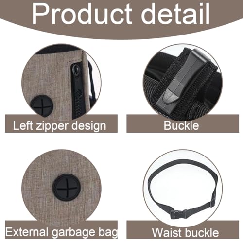 OUDQFCJ Multifunktionale Futtertasche mit Kotbeutelspender und Verstellbarem Gürtel, Hundetraining Futterbeutel, Hundesnackbeutel, Welpen Leckerlitasche, Leckerlibeutel für Hunde (Braun)