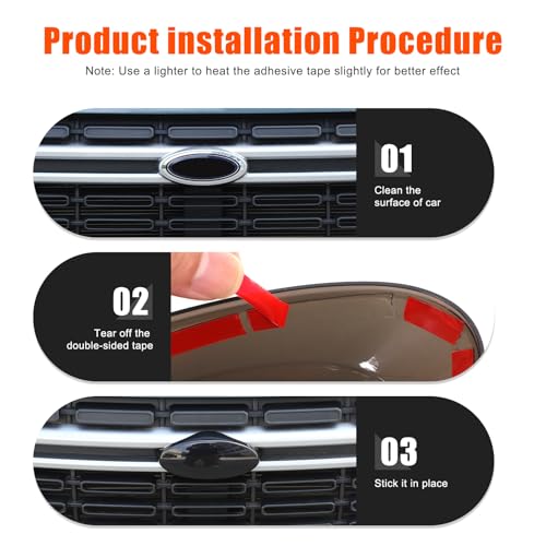 Image of Car Front Rear Tailgate Logo Frame Cover Trim Emblem USA Flag Sticker for Ford Maverick 2022-2024 Logo Emblem Decoration Cover (Grey-Front and Back)