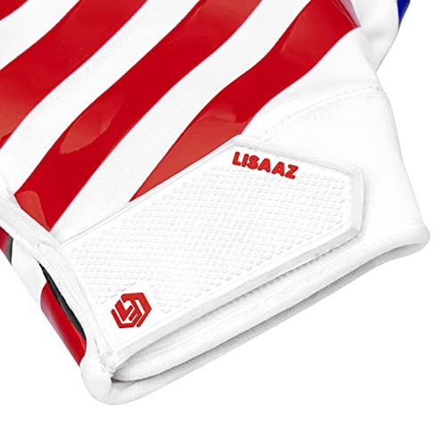 Lisaaz Football Gloves Receiver Gloves For Football Best Skin Fit Tight Stylish Football Gloves Men Design Expert Pick Tacky Men Gloves Football Use To Improve Performance (Adult X-Large) #TOP6