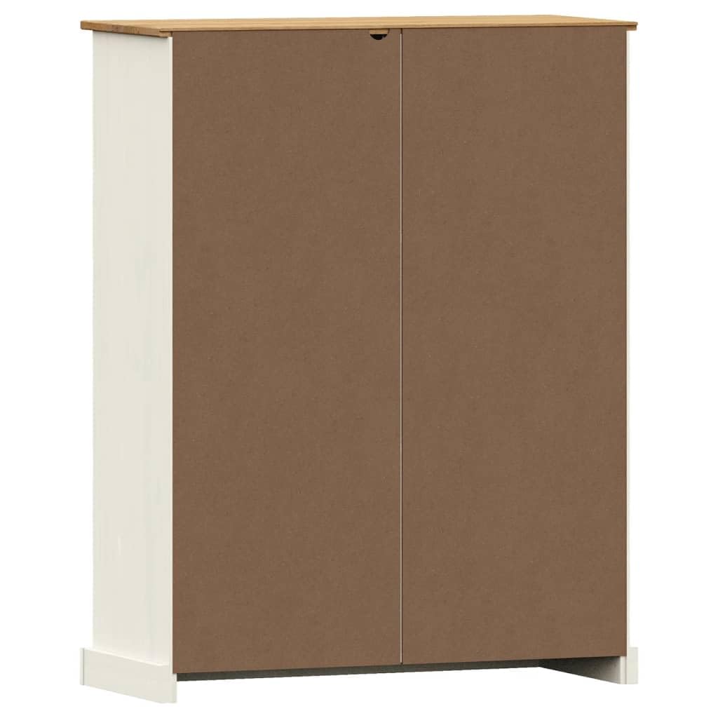 Générique Regał z litego drewna sosnowego, biały, 90 x 35 x 114,5 cm, regał na książki z 6 metalowymi przegródkami i guzikami, wytrzymały i łatwy w pielęgnacji schowek na książki