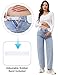 FABRACK Women's Maternity Barrel Jeans Elastic Waist Stretch Mid-Rise Jeans Side Panel Pregnancy Denim Pants(Light Blue, Small)