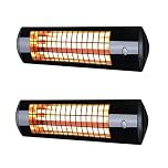 Heatlab 1.8kW Wall Mounted IPX4 Quartz Patio Heater with 3 Power Settings in Black Pack of 2