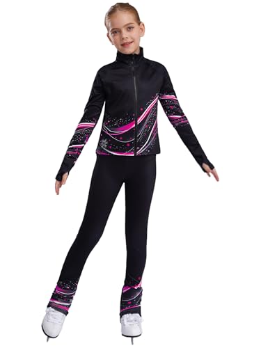 Veste de patinage artistique rose pour fille 11-12 ans avec legging chaud