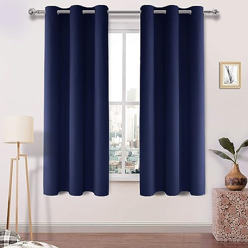 Image of DWCN Blackout Curtains for Bedroom Living Room 42 inch x 63 inch 2 Panels Navy Blue