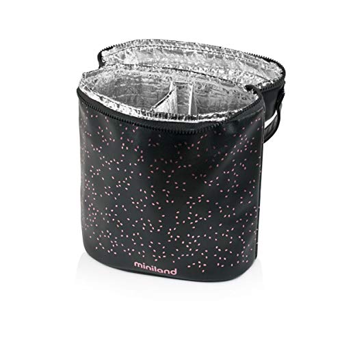 Miniland 89322 - Funda Isotérmica Doble Para Biberón Y Termo, Bolsa Para Biberones Y Termos, Portabiberones Térmico, Colección Deluxe, color Deluxe Rose