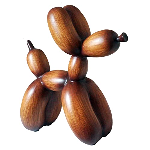 Wood Grain Balloon Dog Sculpture, Wall Art Shelf Décor Accents Balloon Dog Statue, Handcrafted Collectible Animal Dog Figurines, Modern Abstract Statue Dog For Home Office, Bookshelf, Desktop Decor #TOP6