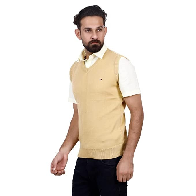 SHATMUS Solid V Neck Sleeveless Regular Fit Mens Casual Sweater | Winter Plain Solid Woolen Sweater | Mens Premium Cotton Half Sweater | Mens Wool Pullover Sweaters-image-37