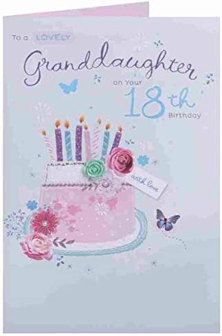 UK Greetings Geburtstagskarte Zum 18. Für Enkelin – Mit Kuchen-Design & Metallicfolie, 149 X 229 Mm, Inkl. Umschlag