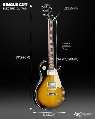 Image of Leo Jaymz SC Series Electric Guitar - Mahogany Body, Laurel Fingerboard, Dual Humbuckers, Tune-O-Matic Bridge, C Neck, 18:1 Tuners (Sunburst)