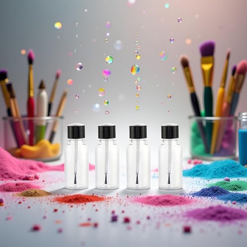 Lot de 4 flacons de vernis à ongles vides rechargeables en verre transparent de 20 ml avec bouchon à brosse pour nail art, nail art et vernis à ongles, soin des mains et des ongles – vue 4