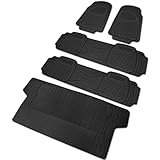 Spec-D Tuning Universal Fitment 5 Piece Black Heavy Duty All Weather 3D Rubber Floor Mats Front + Re