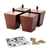 Maricome Wood Furniture Legs for Sofa/Chair/Ottoman Pyramid Walnut Wooden Feet Set of 4 (3 Inch Walnut)
