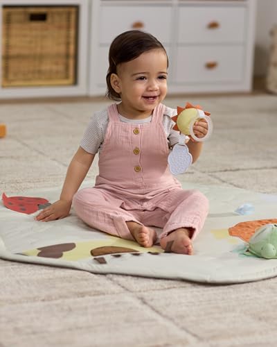 Image of Skip Hop Baby Play Gym 3-in-1 Sensory Tummy Time Activity Mat with 17+ Skill-Building Developmental Activities, 14 Animals & Shapes, 5 Hanging Toys and Crocodile Mirror, Geometric Wonders, Age 0-2y