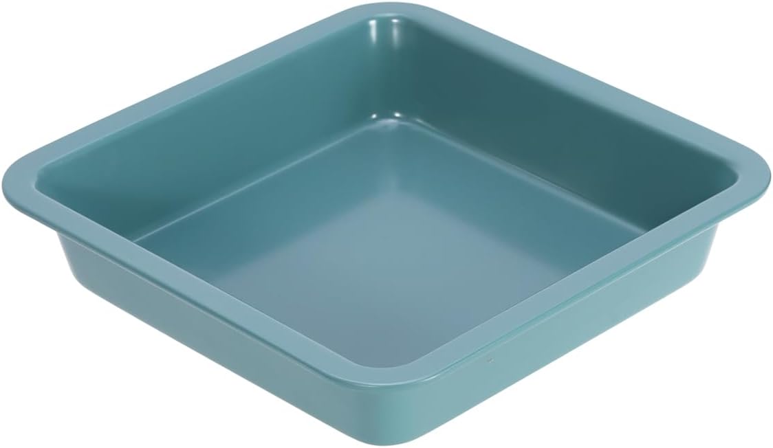 CHEFMADE Square Cake Pan, 8-Inch Bakeware Non-Stick Carbon Steel Pan Deep Dish Oven Baking Mold Baking Tray Ovenware for Cakes, Bread, Pizza, Cookies(Green)