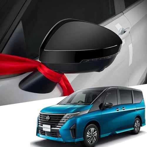 日産 セレナ C28 2023に適用 バックミラーカバー ドアミラーカバー エクステリアミラーカバー装飾 純正感も高い Serena カスタム 外装パーツ おしゃれ ABS製 アクセサリー 取り付けが簡単 カー用品 (ピアノブラック)