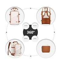 Kono Kabinentasche 40 x 20 x 25 cm für Ryanair Untersitz Reise Handgepäckrucksack Kabinengröße 20L, Beige/Braun – Ansicht 6
