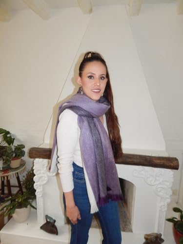 Handmade Ecuadorean Alpaca Wool Shawls (Purple)2