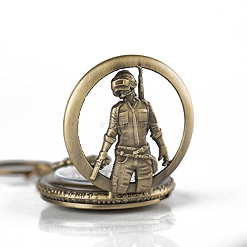 Image of AUGEN Pocket Watch Metal Keychain P.U.B.G Retro Vintage for Gifting With Key Ring Anti-Rust (Pack Of 1)