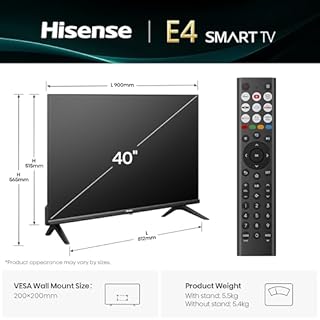 Hisense 40" 40E4QTUK FHD LED TV with Freely - Direct Lit LED, Dolby Audio, Natural Colour Enhancer, Games Mode, Sports Mode with Freely, Disney +, YouTube, Netflix